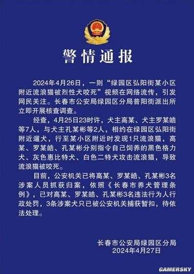 3人驱使烈性犬撕咬流浪猫致死:犬主被抓 涉案犬被扣